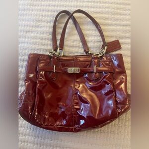 Coach Chelsea Jayden Burgundy/Wine Patent Leather Handbag Satchel